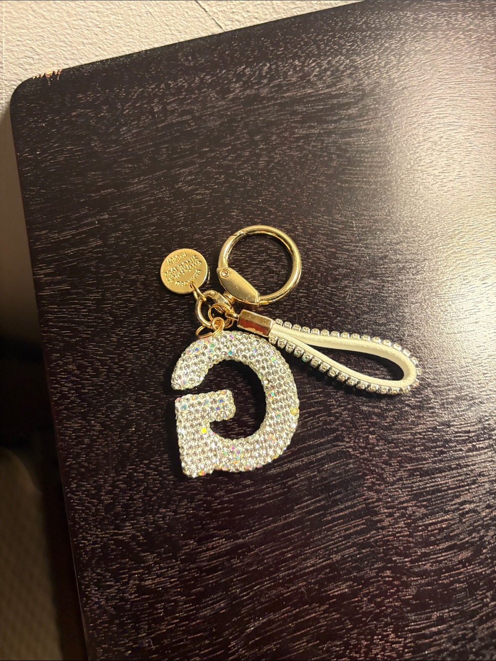 Gold Crystal 'G' Initial Keychain Wristlet - Women Accessories